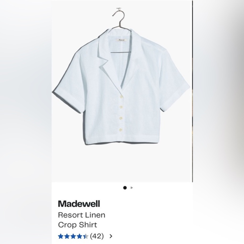 Madewell Cropped Resort Shirt Tencel Twill M White